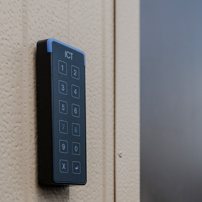 ICT tSec Keypad access reader mounted on an outside wall