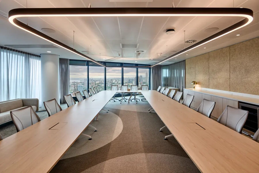 A boardroom at Insignia Financial's Parkline Place office overlooking Sydney