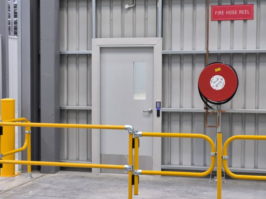 Access-controlled door on the production floor