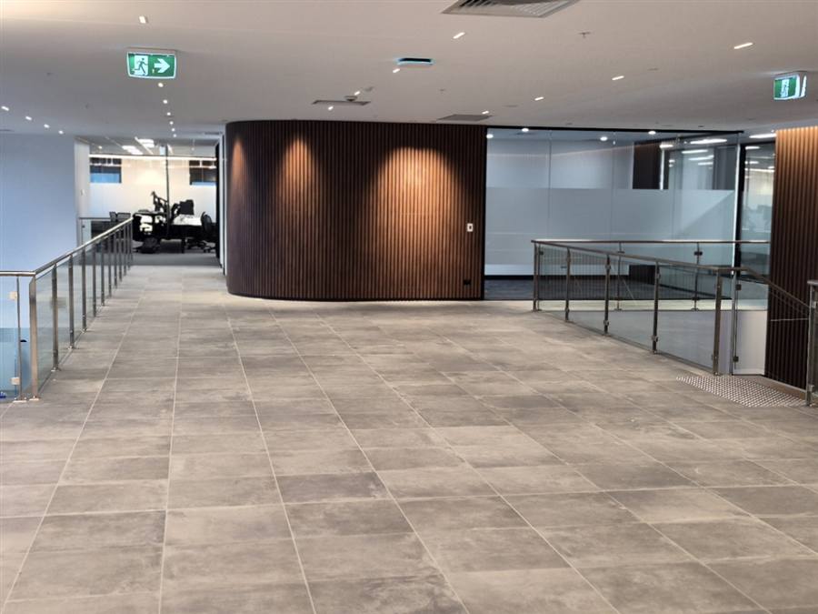 Corporate office walkway at the Walkinshaw Group campus