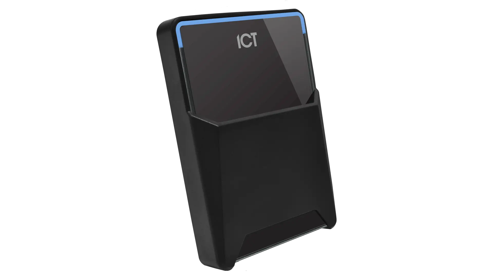 tSec Extra Card Holder side view with reader — blue LED