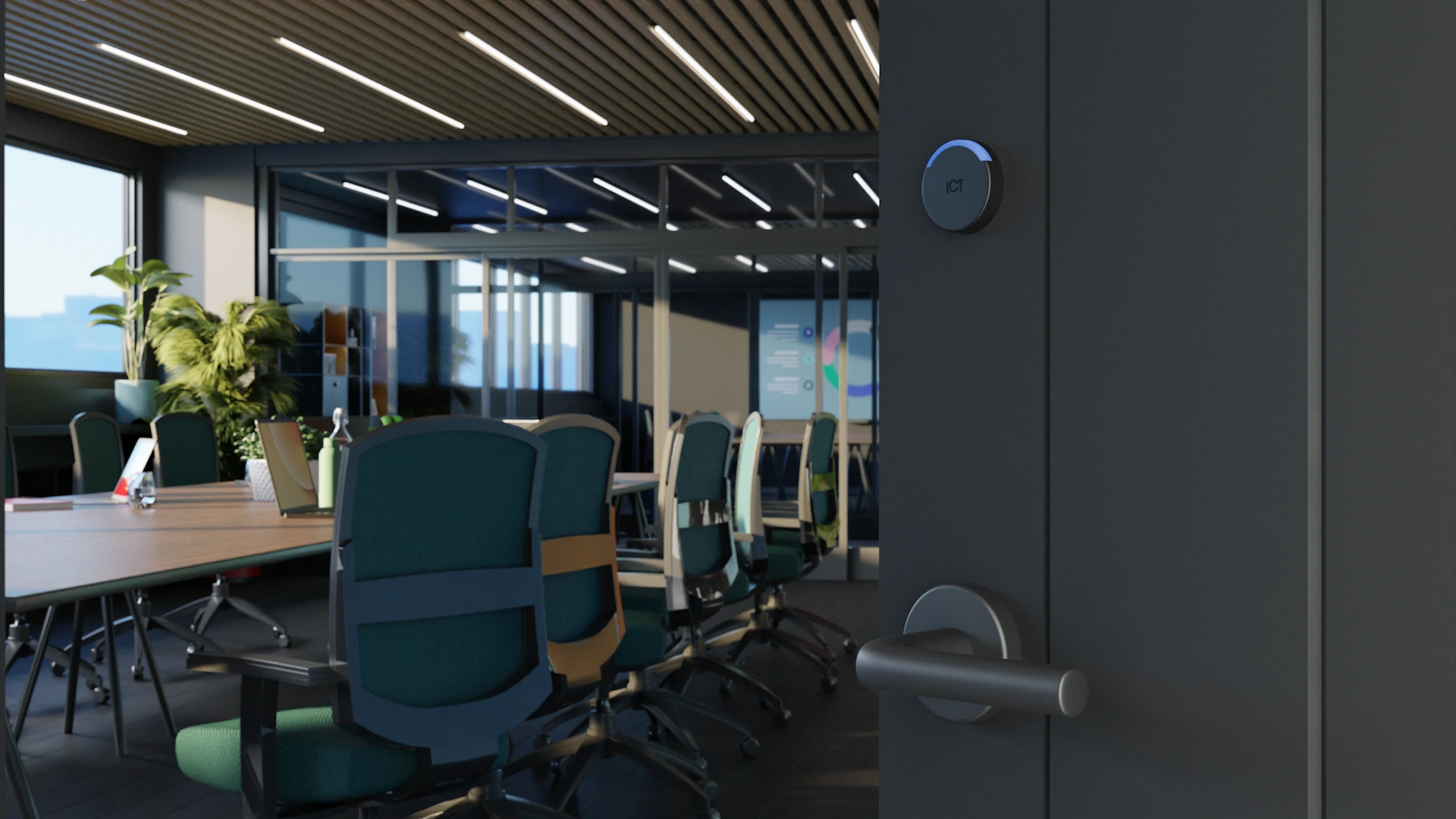 Cartridge Mortise Wireless Lock installed on office door